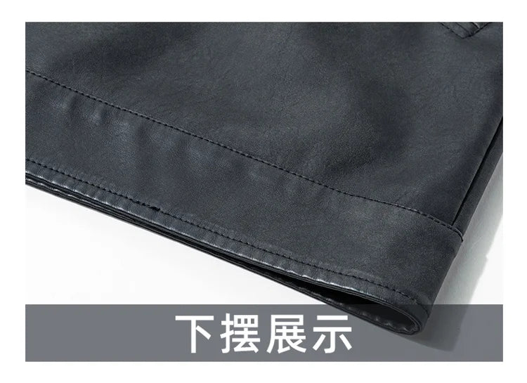 2029  Motorbiker Jacket Men's American Autumn Winter Hip-hop PU Leather Jackets Men Streetwear Racing Motorcycle Wear