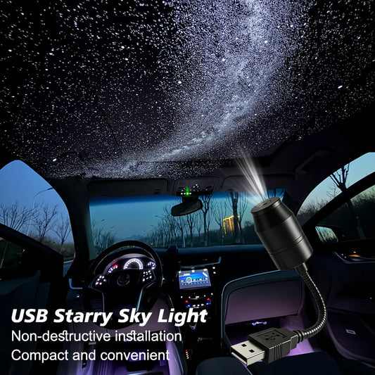 USB LED Starry Sky Car Interior Light – Galaxy Atmosphere Projector
