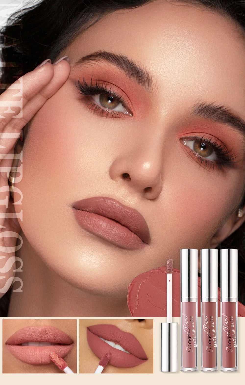 Lip Gloss Set of Ten in a Box, Velvet Soft Matte, Brightening, Versatile, Moisturizing Lipstick, Nude Color, Long-Lasting, Non-Stick, Non-Fading Lip Gloss