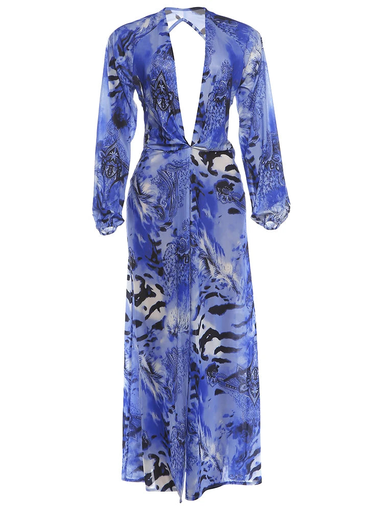 Sisterlinda Women's Tiger-Print Long Dress