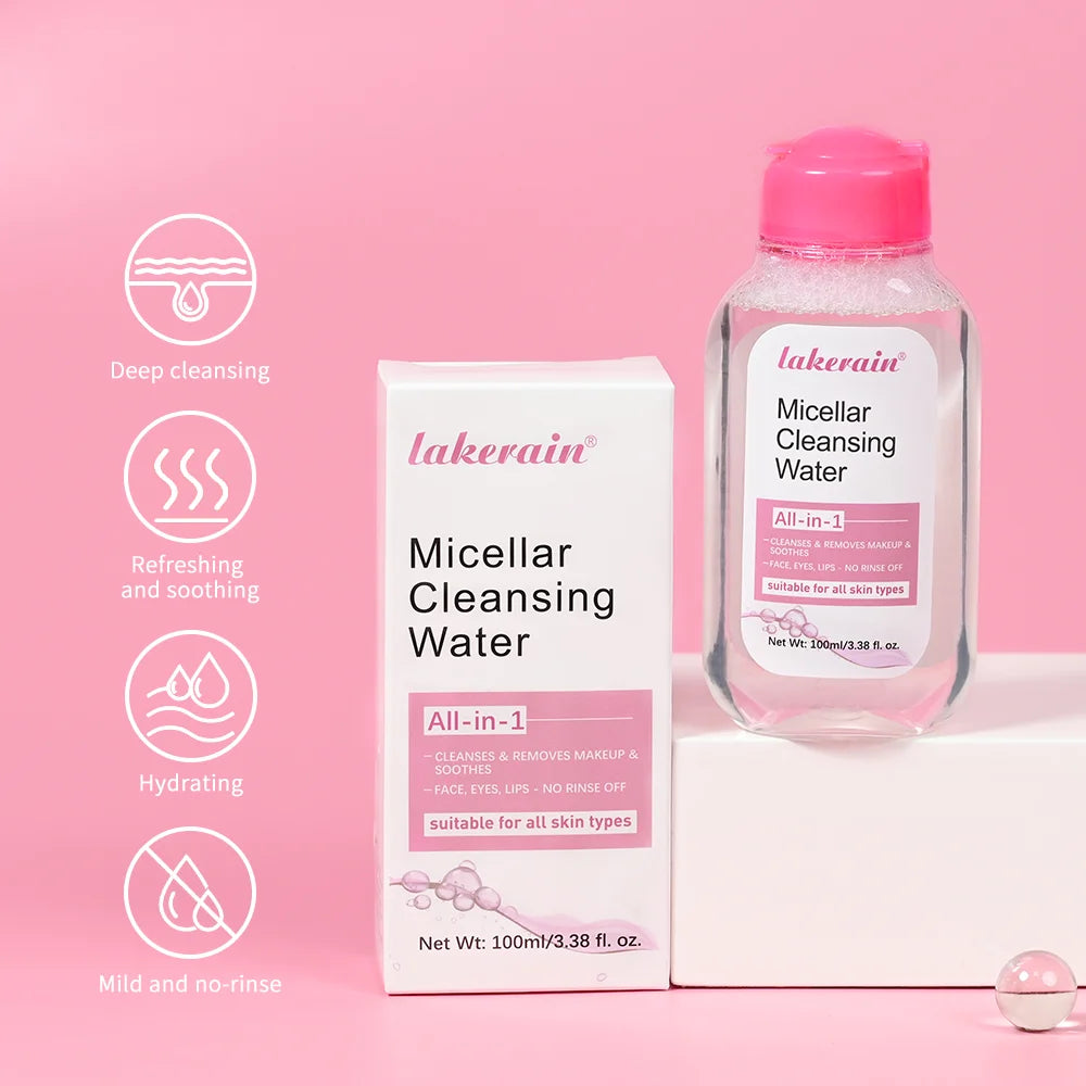 Gentle Micellar Cleansing Water All Skin Types No-Rinse Face Eye Lip Makeup Remover Moisturizing Soothing Skin Tonic