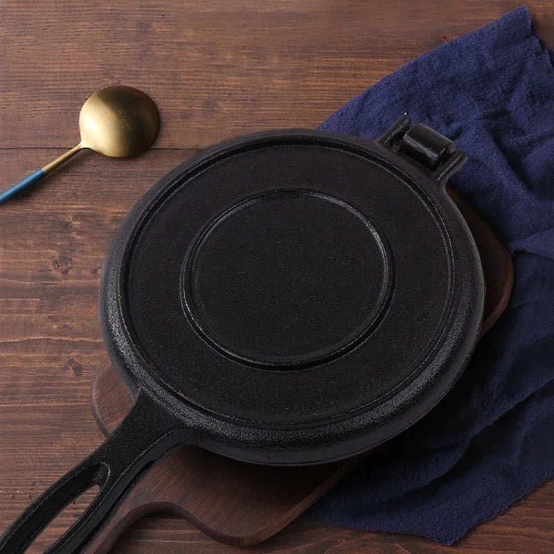 Household Kitchen 20cm Oven Safe Waffle Maker Cake Baking Pan Uncoated Cast Iron Waffle Mold Skillet