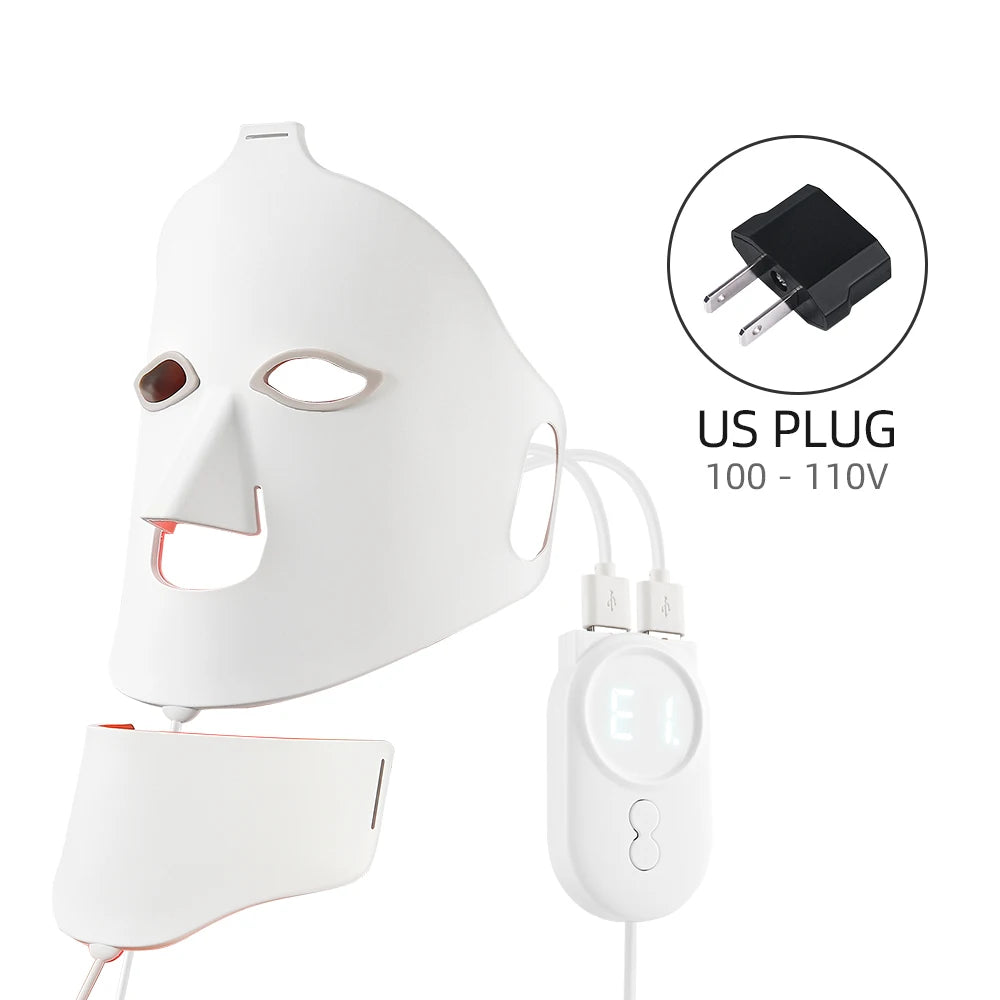 3D Flexible Silicone LED Face Neck Mask Wireless 7 Colors Photon Red Light Infrared Beauty Mask for Facial Skin Repair Home Skin Care Tool