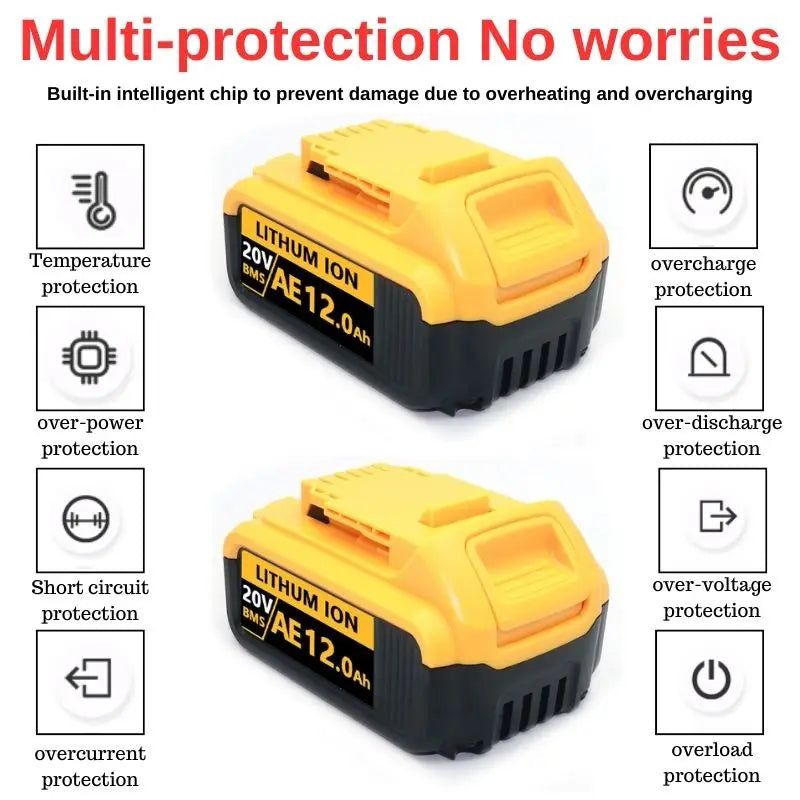 For DeWalt 20v 6000mAh 8000mAh 12000mAh Rechargeable Li-ion Battery Power Tools Replaceable Battery