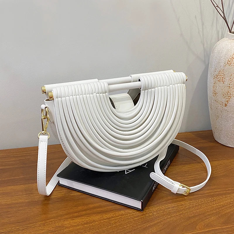 Luxury Evening Clutch Purses For Women 2026 Golden Noodle Half Moon Crossbody Bag Wedding Dinner Party Luxury Designer Handbags