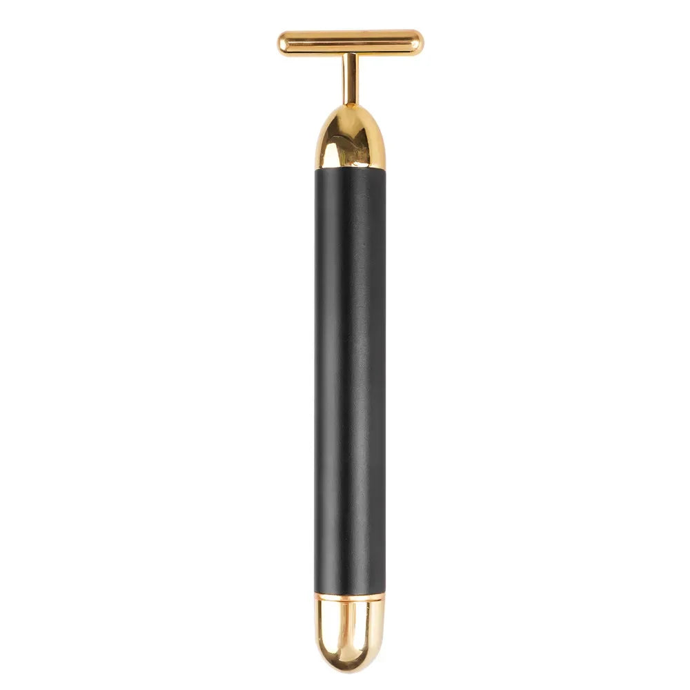 24K Gold Roller Vibrating Facial Massager Slimming Facial Skin Beauty Pulse Firming Face Massage Lift Tightening Wrinkle Bar