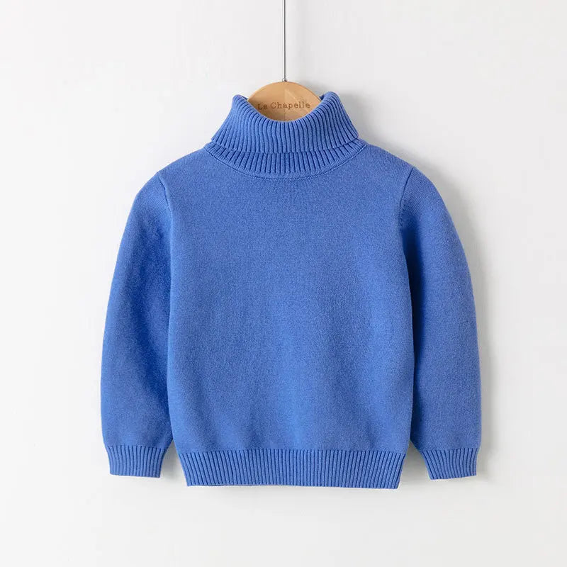 New Autumn Winter Children's Cotton Sweater Full Sleeve Turtleneck Knitwear Baby Boys Girls Clothing Warm Soft Jumper Pullovers