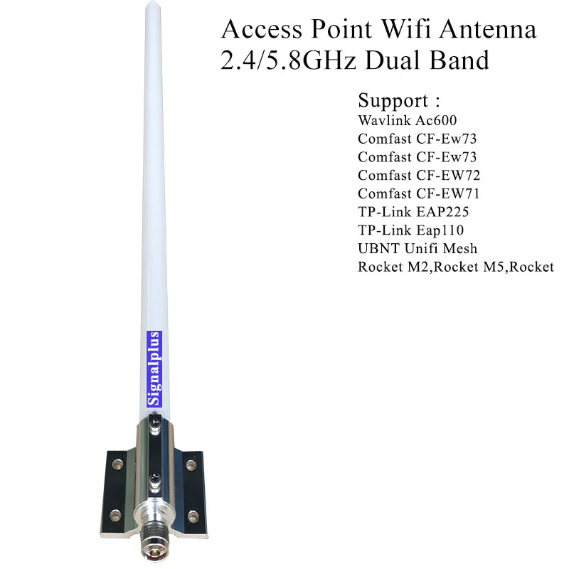 Dual Band Omni Antenna, High-gain, Wireless, Wavlink Ac600, Comfast Rocket M2, Outdoor, 5GHz, 2.4G, 5.8GHz with Cable