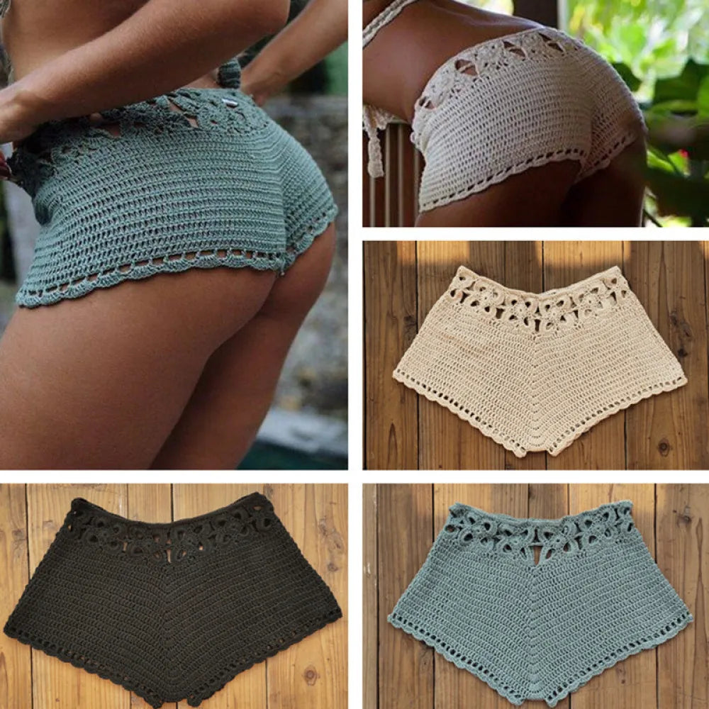 Mens Beachwear Bikini Swim Trunks Handmade Crochet Sexy Underwear Breathable Summer Vacation Comfort Knitted Briefs