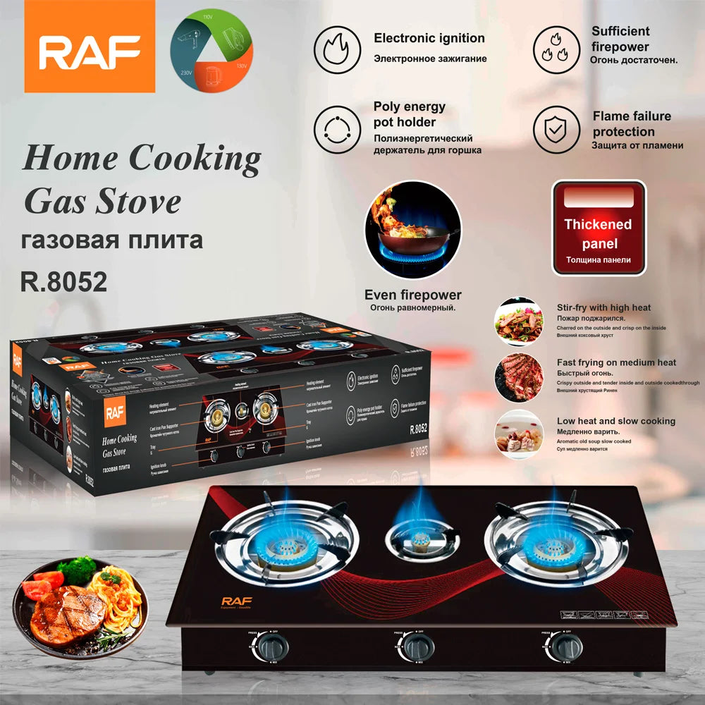 Air Force Hot Sale Home Cooking Gas Stove with Electronic Ignition and Flame Fault Protection 3 Burners