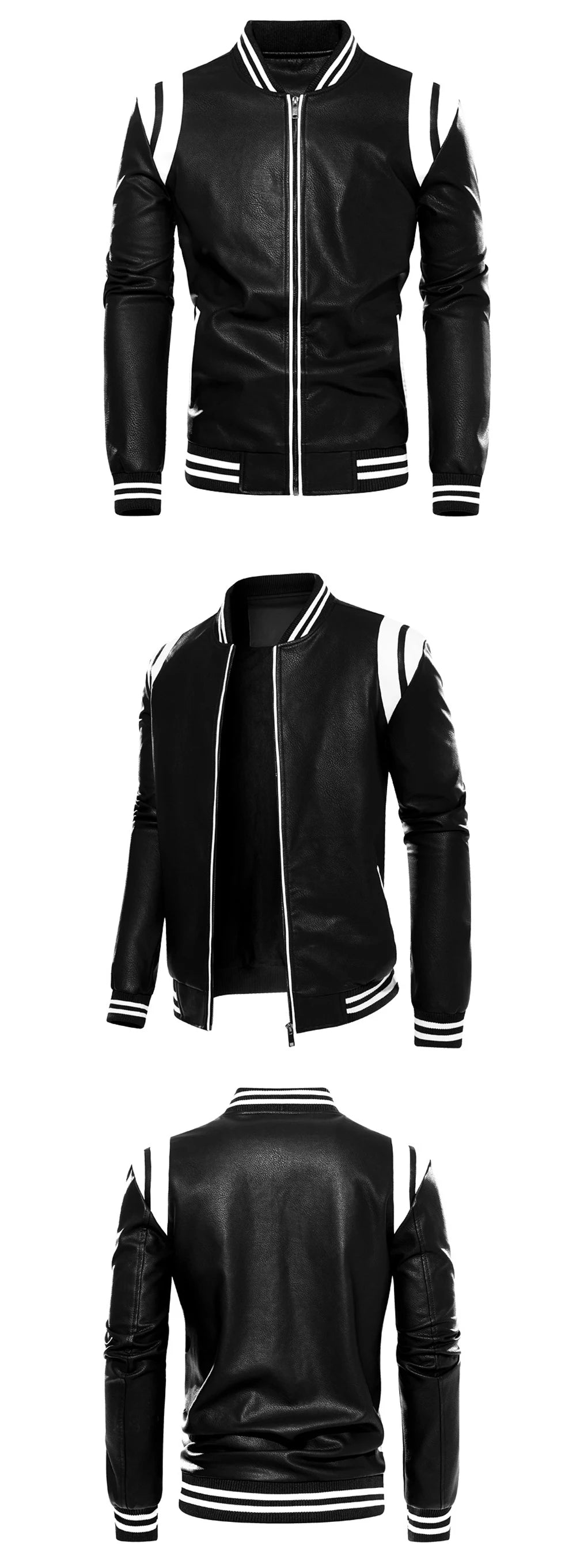 Autumn Winter Men's PU Leather Jackets Fashion Man Motorcycle Coats Male Patchwork Streetwear Zipper Leather Jackets Clothing