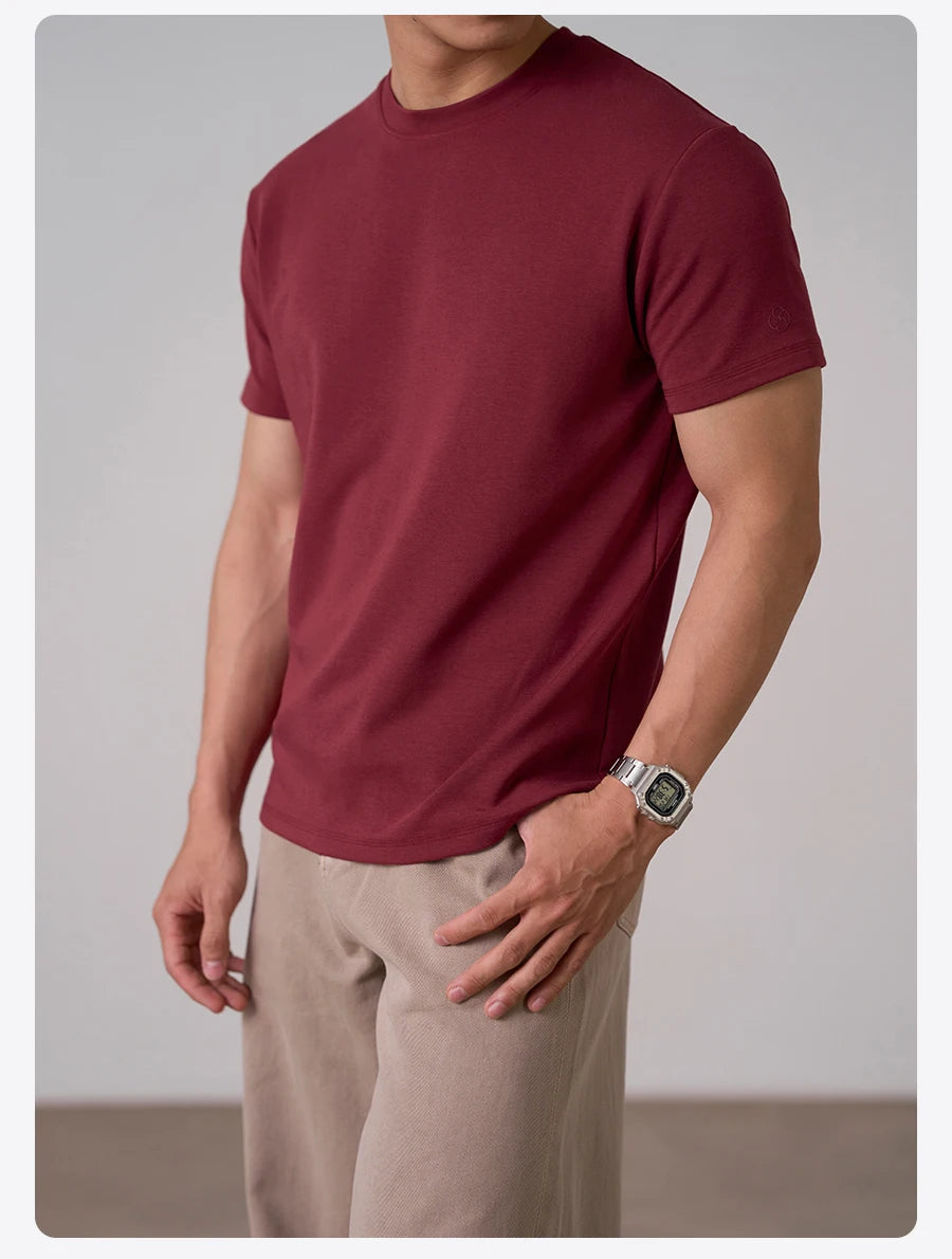 SIMWOOD 2026 Autumn Winter New Warm 260gsm Fabric T-Shirt Regular Fit Thermal Base Layer Comfortable Short Sleeve Tops