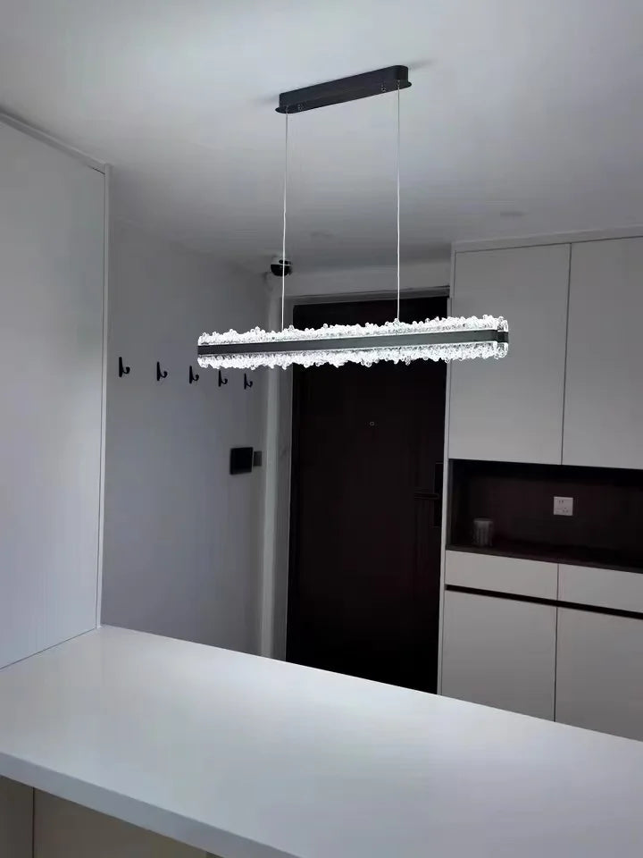 Restaurant LED Chandeliers Italian Light Luxury High-End Dining Room Main Lamp Designer Style One-Line Strip Dining Table Light