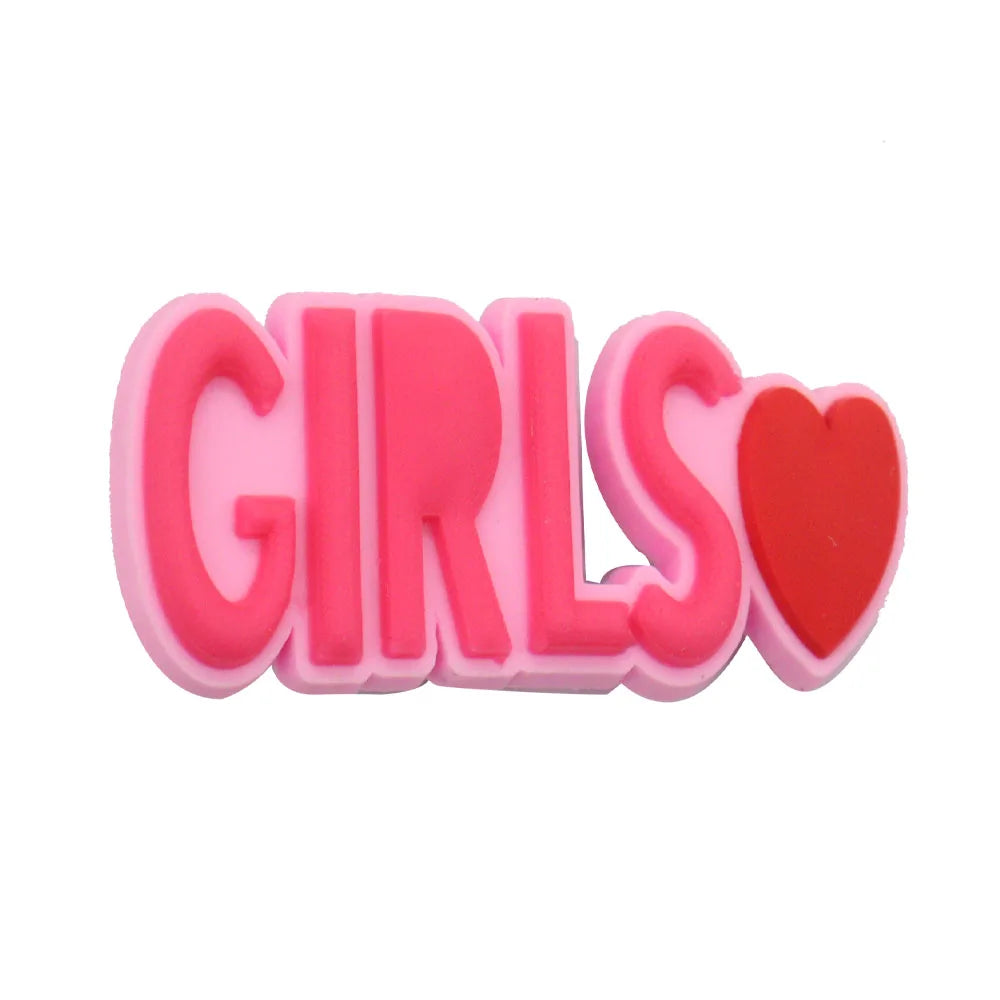 1-35PCS PVC Shoe Charms Limit Dose Not Exist Cool Libra Girls Thank You Love Feminist Buckle Clog Hole Slipper Decoration