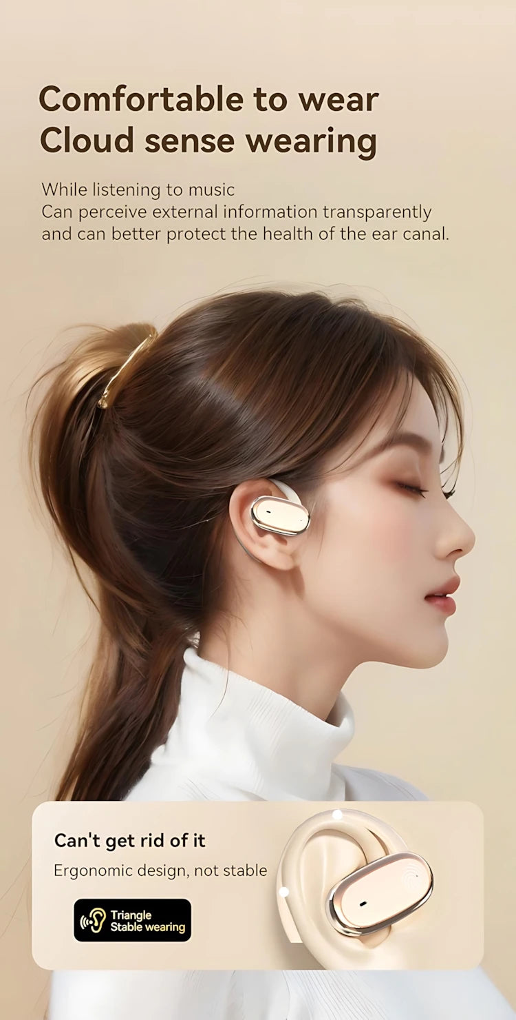 Bluetooth 5.4 Wireless Headphone Open Ear OWS Earphone Smart Touch Headset With Mic Waterproof Hifi Stereo Sound Wireless Earbud