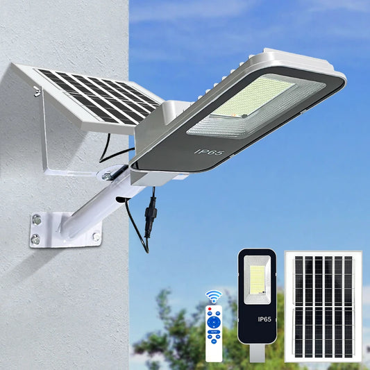 Super Bright LED Solar Street Light IP65 Waterproof Outdoor Lighting with Remote Control for Garden, Yard, and Pathways 