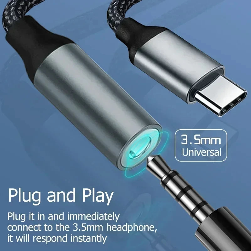 USB Type-C to 3.5mm Jack Audio Adapter Cable for iPhone 15 16 Pro Max Plus/iPad Pro 11 13 Air 11 13 Mini 6 7 Earphone Converter