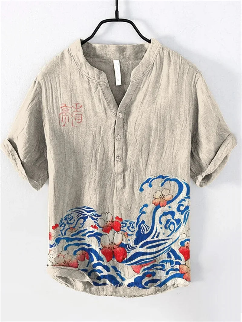 Men's Casual Fashion Hawaiian Retro Short Sleeved Shirt 2025 New Fashion Trend