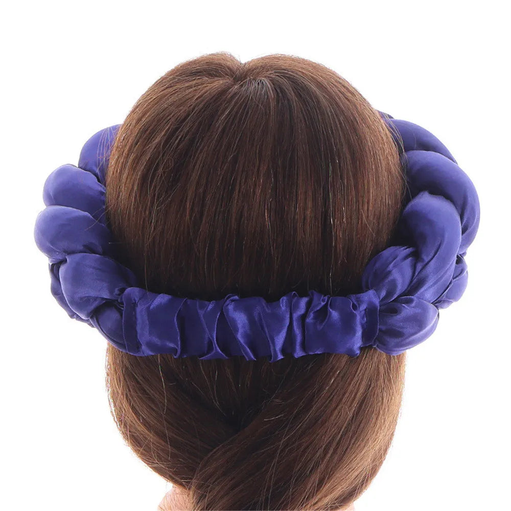 Exaggerated Satin Braid Headband for Women Lady Party Headpiece Candy Color Head Bands