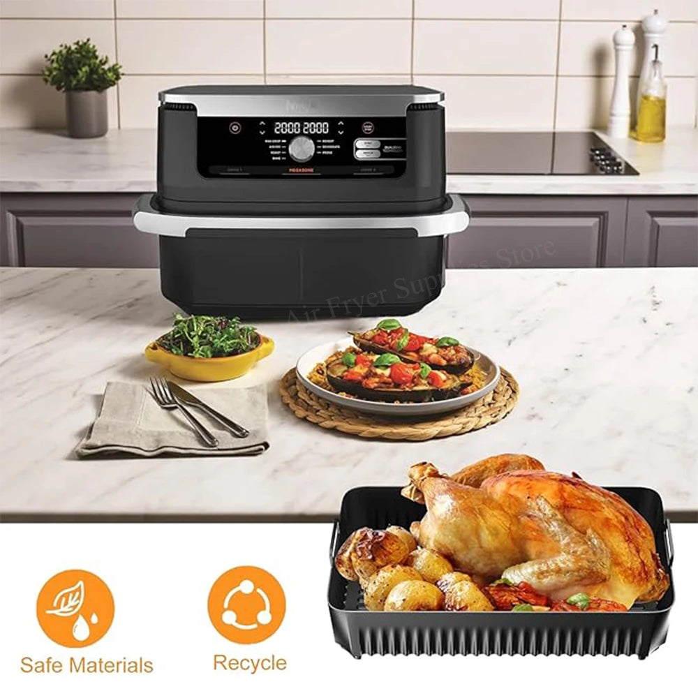Rectangle Air Fryer Mold for Ninja Foodi Flex 10.4L AF500EU Reusable Heat Resistant Silicone Pot for Ninja Air Fryer Accessories