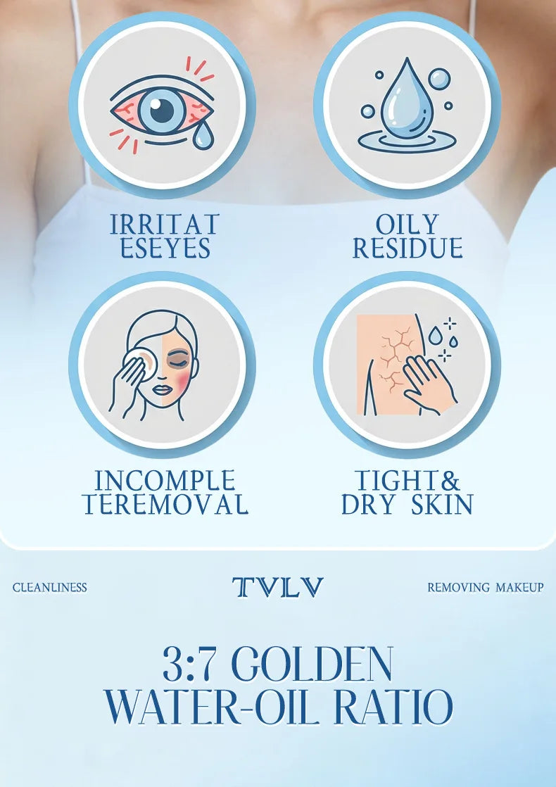 TVLV Gentle Makeup Remover, Refreshing and Gentle in Its Removal, Without Causing Tension, Effectively Cleansing The Makeup.