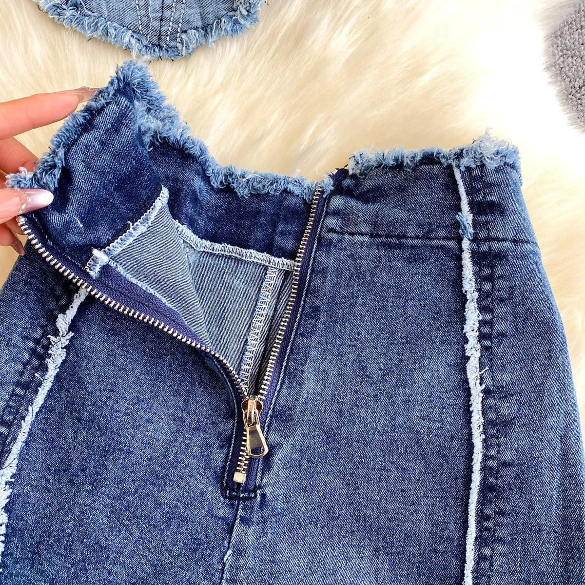 Two Pieces Women Pant Set Denim Matching Set Solid Camisole Sleeveless Top Zipper Fly Empire Waist Full Length Pants 2026 Summer