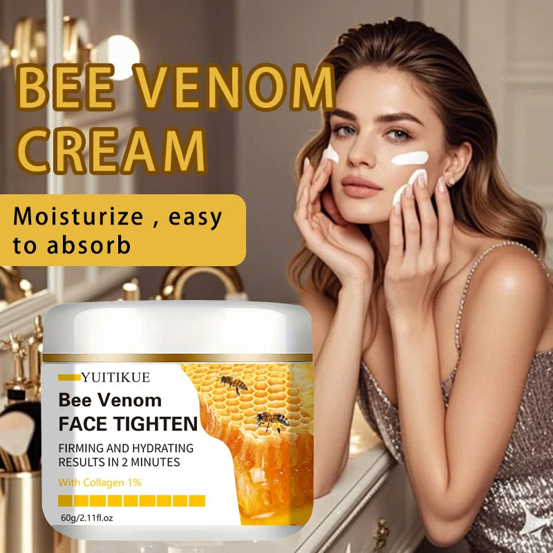 60g Bee Venom Face Tightening Cream With Collagen Vitamin E Hyaluronic Acid Hypoallergenic Deep Moisturizer For All Skin Types