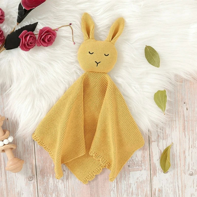 Cute Rabbit Knitting Baby Comfort Towel Comforter Blanket Soft Newborn Sleeping Dolls Kids Sleep Toy Soothe Appease Towel