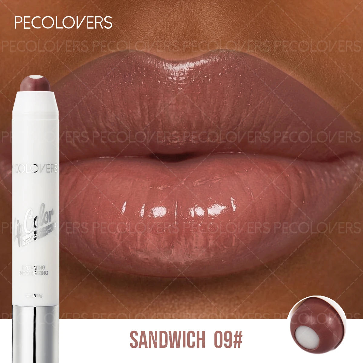 1 Pcs Hydrating Lip Gloss Pen, Pink coral color Chocolate Brown, Glass Lip Effect, Transfer-Proof Moisturizing All Skin Types