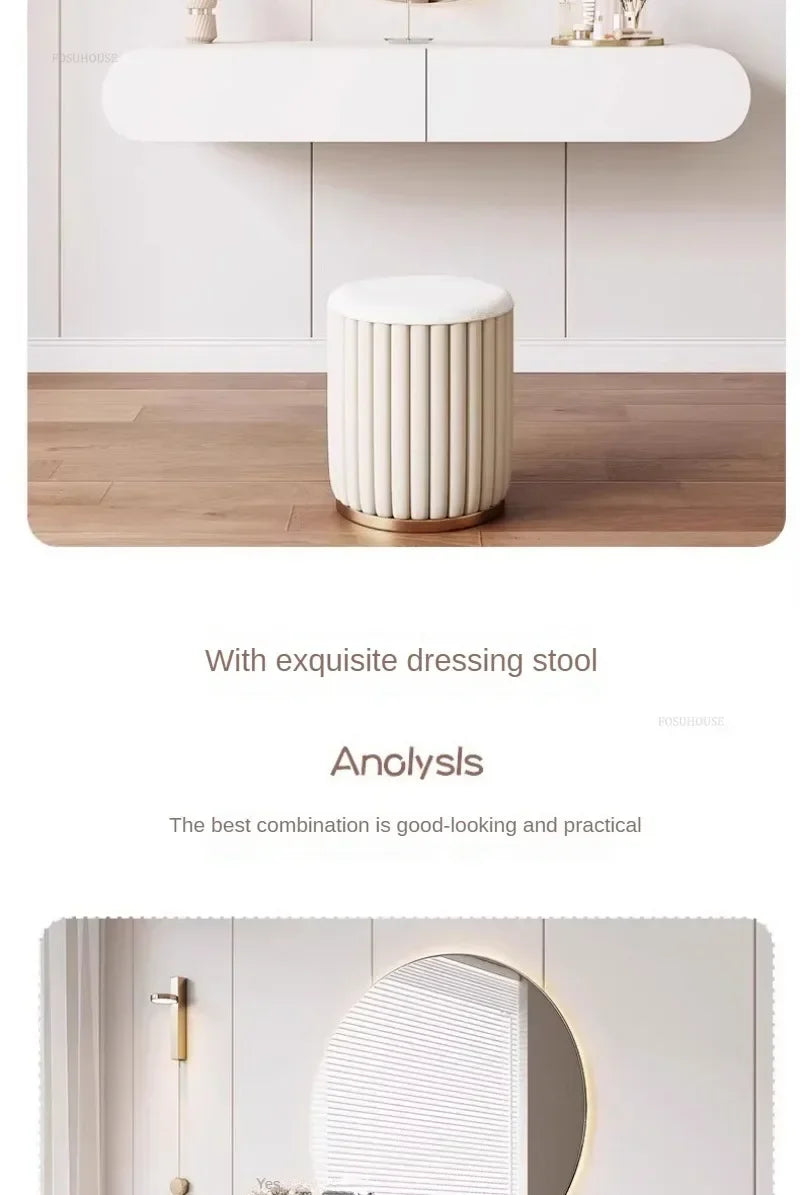 Off-white Hanging Dressing Table Minimalist Wall Mounted Vanity Unit with Mirror Bedroom Furniture Modern Design