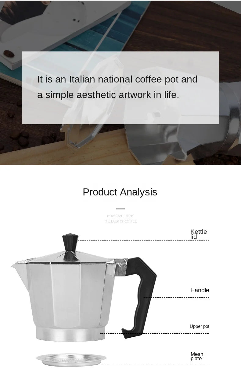 KNCOKAR 1/2/3/6/9/12/14cup Stovetop Moka Coffee Maker Italian Top Moka Espresso Cafetera Expresso Percolator Cafe Coffee Pot