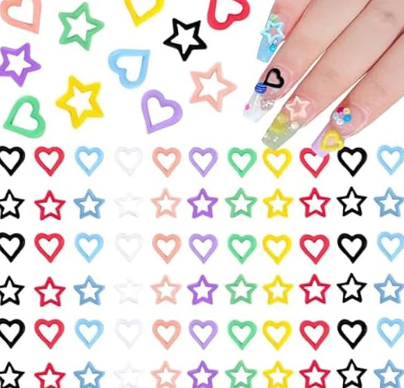 50pcs Kawaii Accessories Resin Nail Art Charms Cartoon Heart Nail Decorations Mixed Size Bulk Manicure Rhinestones Jewelry DIY