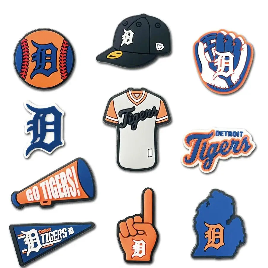 10Pcs Sports Shoe Charms Fit for Clog Wristband Bracelet Decoration Baseball Pins Accessories Shoe Charm for Men Women