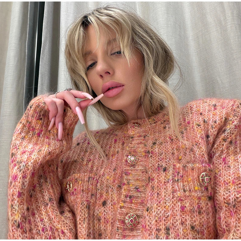Elegant Knit Female Short Cardigans O-neck Fashion Women Single Breasted Sweater Full Sleeve Autumn Lady Casual 2026 Knitwear