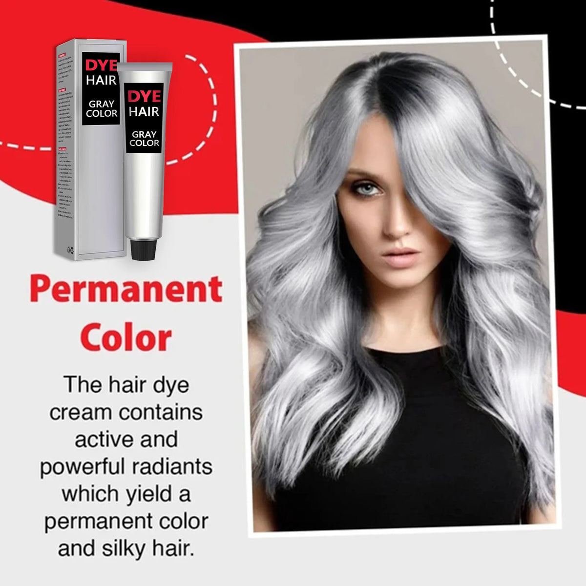 Gray Color Hair Dye Cream Unisex Smoky Gray Permanent Gentle Grandma Light Grey Silver Hair Dye Cream Natural Hair Dye Cosmetic