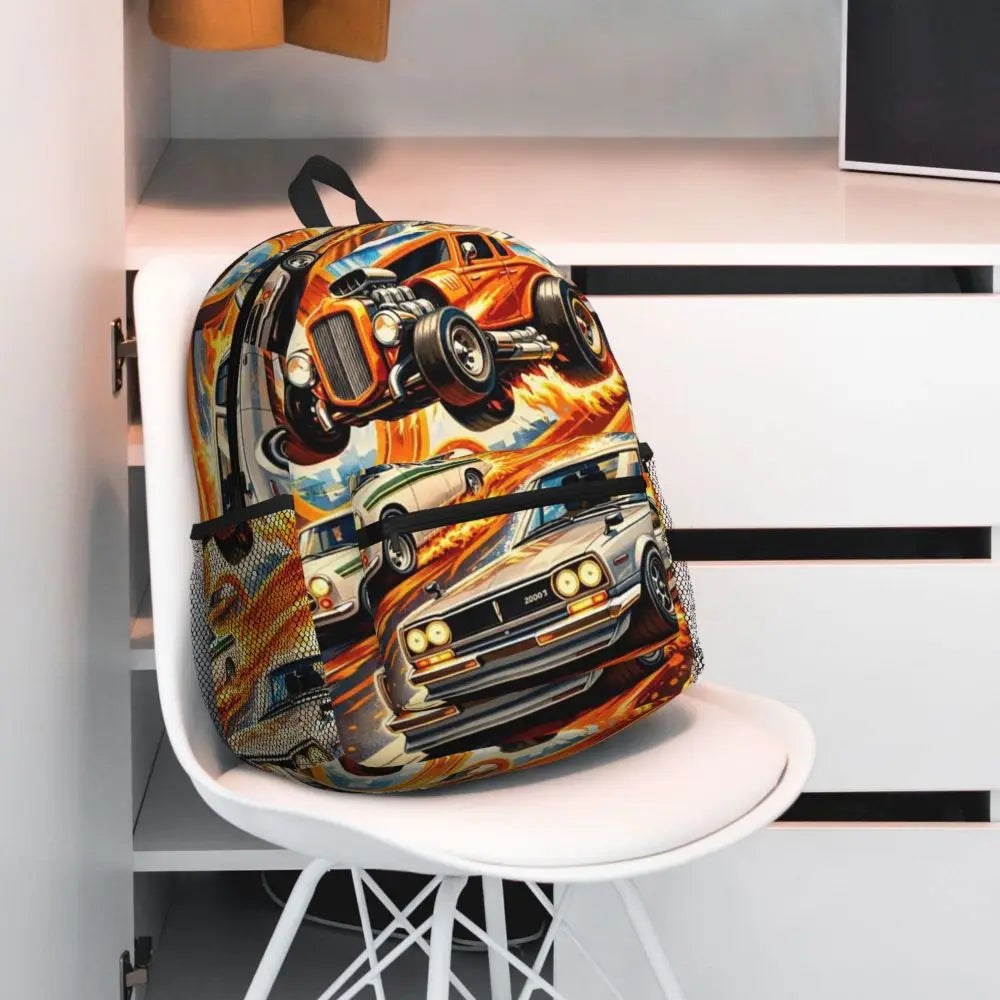 Hot Wheels Race Student Backpack School Bag Hiking Travel Daypack for Men Women Bookbag Shoulder Bags