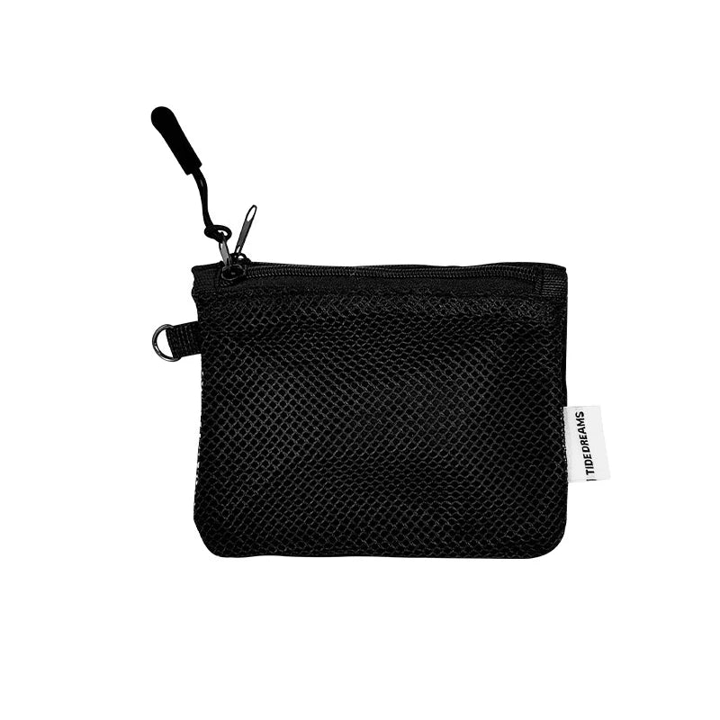 Dual-Layer Mesh Storage Bags Portable Travel Makeup Bag with Zipper Mini Toiletries Cosmetics Organizer Simple Stationery Bag