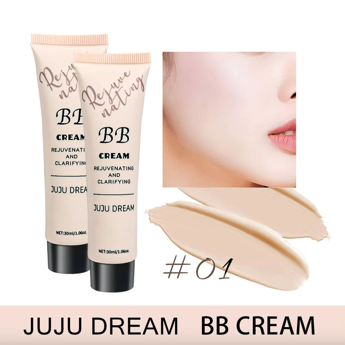 3-in-1 BB Cream -Full Coverage Concealer, Waterproof & Smooth Texture, Daily Makeup Base for Flawless Skin