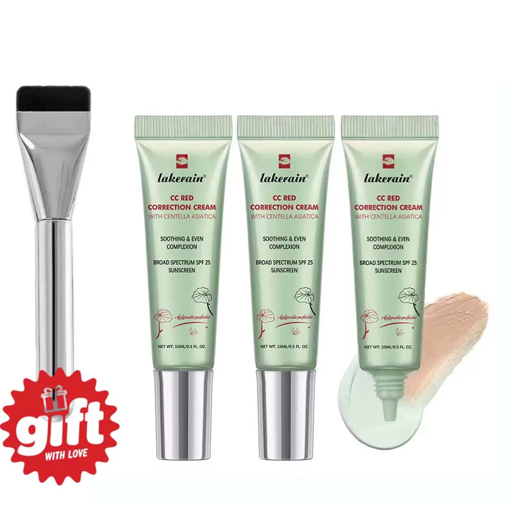 3Pcs Free Brush Color Changing CC Cream Centella Korean Liquid Foundation Long Lasting Face Base Makeup Foundation