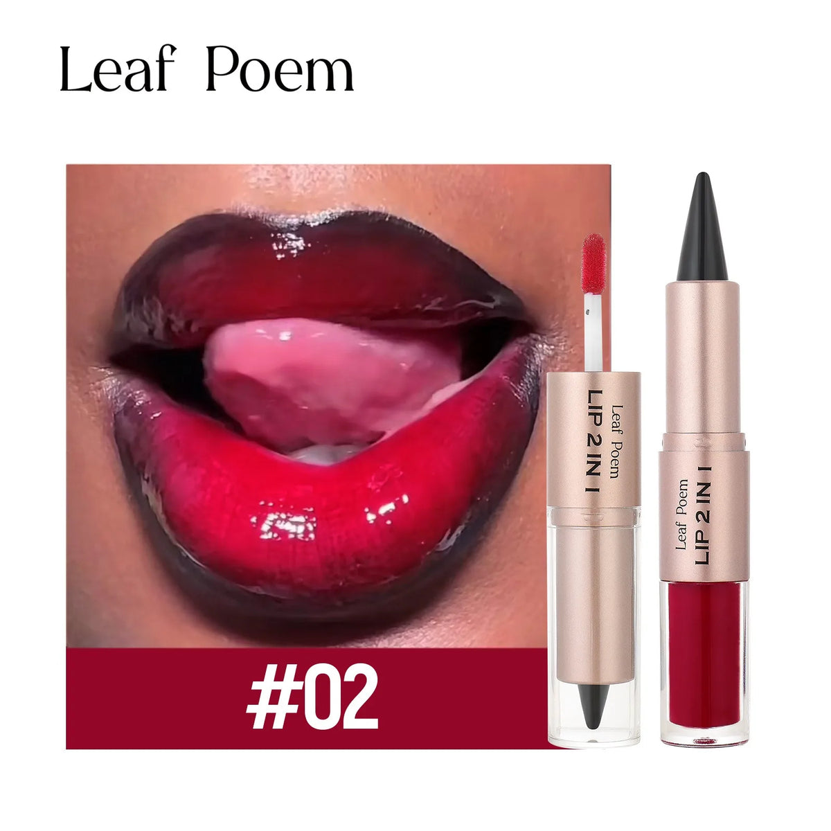 2 in 1 Lip Liner & Lip Gloss Waterproof Double Ended Matte Contour Pencil Crystal Mirror Lip Glaze Lasting Non Sticky Lip Makeup
