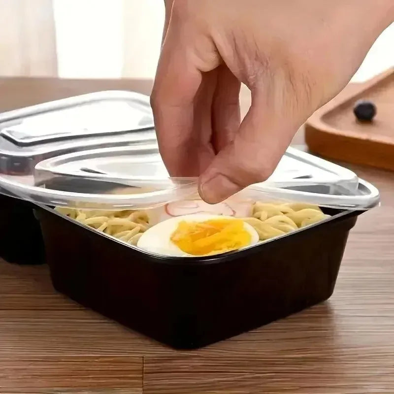 Disposable Food Boxes Compartments with Lids Portable Plastic Lunch Boxes Kitchen Refrigerator Fruit Takeaway Food Containers