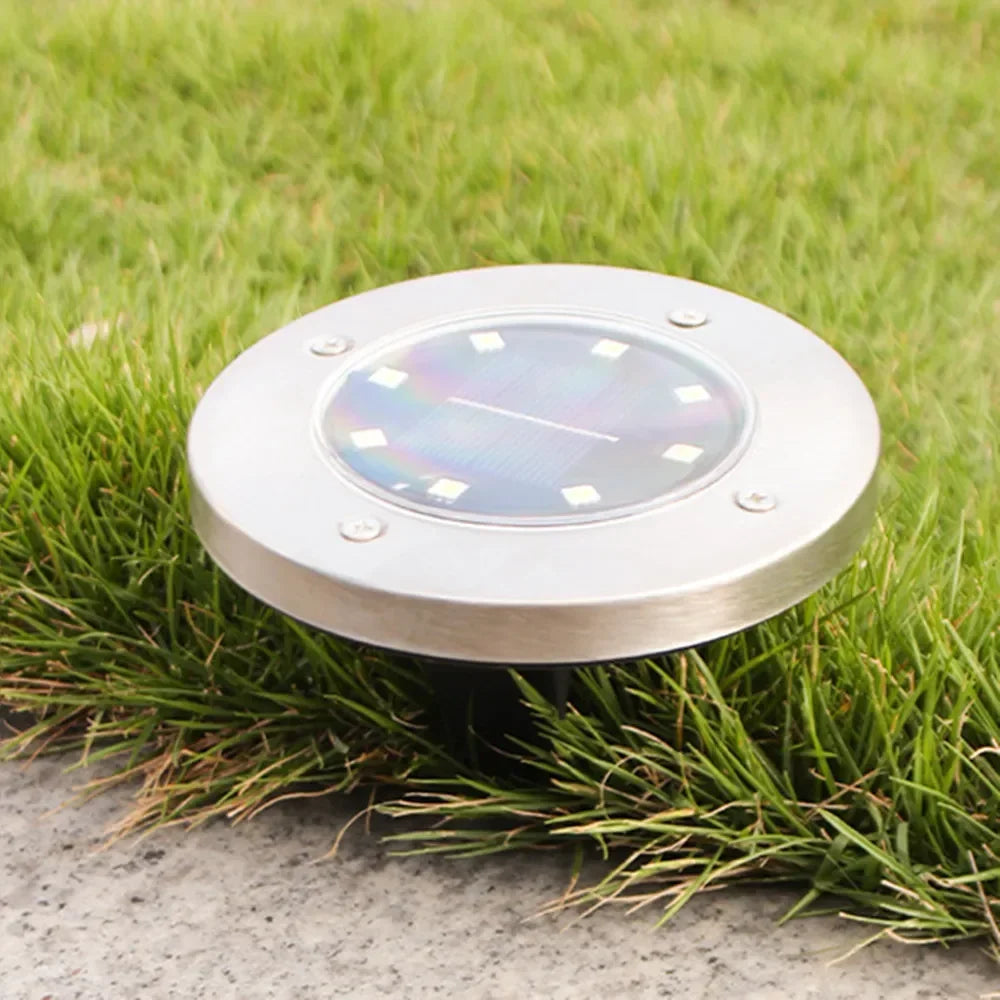 4 Pcs 8LED Solar Power Disk Light Outdoor Garden Solar Underground Light Deck Light Spotlight Buried Solar Led Lamp