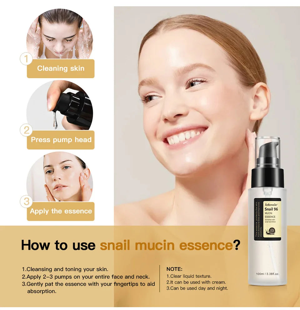Snail  Serum 96% Power Repairing Essence Lift Firm Anti-aging Fade Fine Lines Acne Treatment Facial Sensitive Whitening 100ml