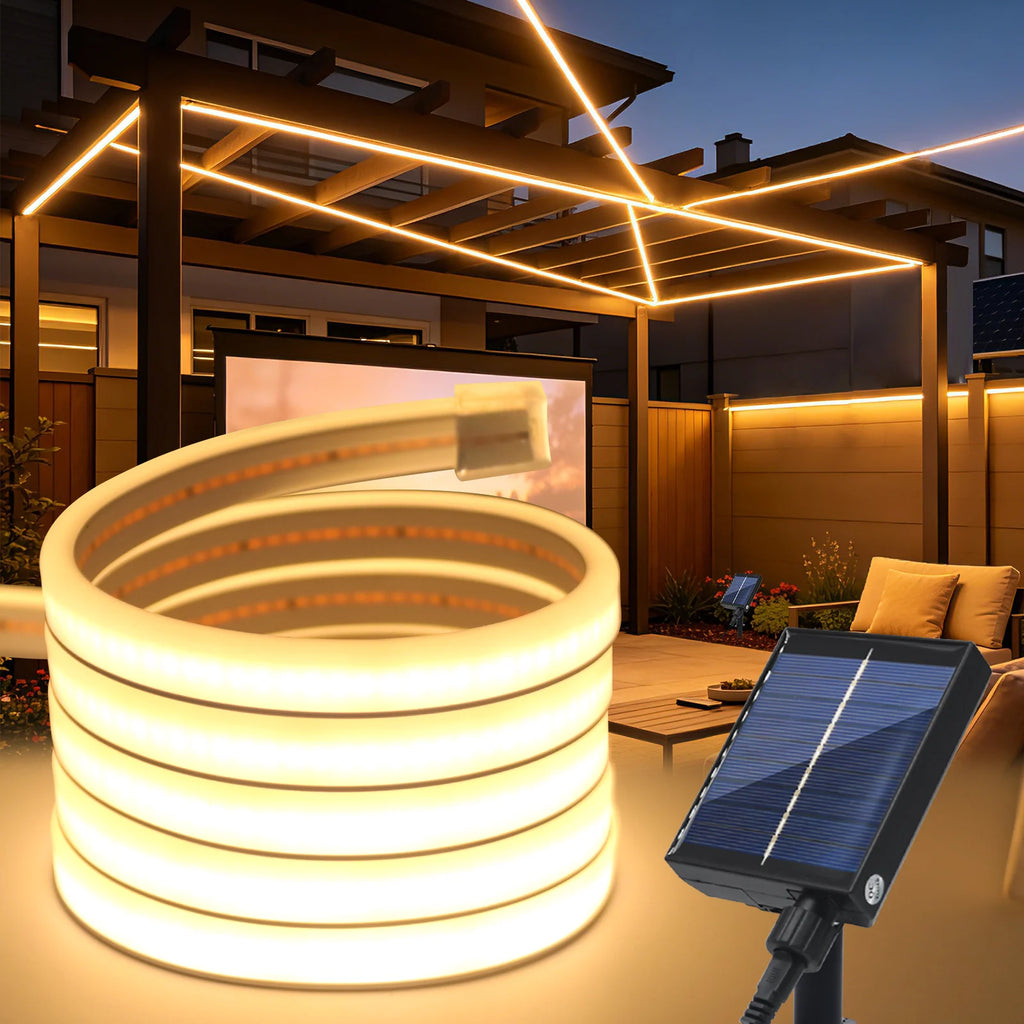Waterproof Outdoor Solar COB LED Neon Light Strip 24V 320LEDs/m RA90 Linear Flexible Solar Lights for Yard Garden Decoration
