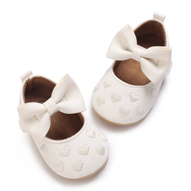 0-1Year Baby Shoes Infant Pre-Walker Shoes Girls Princess Bow Shoes Cute Breathable Flower Soft Sole Casual Sports Footwear