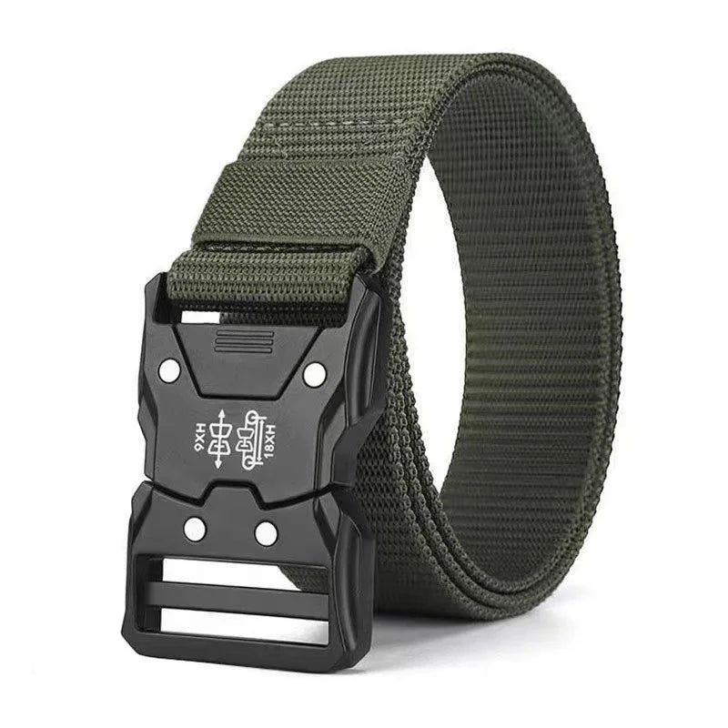 Red Ears Plastic Buckle Tactical Belt Men'S Multifunctional Military Fan Canvas Belt Outdoor Faux Nylon Training Waist Belt
