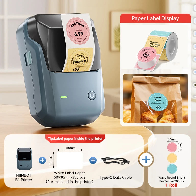 Niimbot B1/B1 PRO Thermal Label Printer Wireless Self-adhesive Bluetooth Inkless Label Maker for Business Price-Tag Sticker