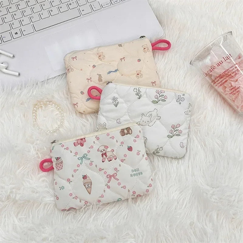 Women Mini Makeup Handbags Wallet Pouch Bag Cute Cartoon Small Travel Cosmetic Lipstick Earphone Card Portable Storage Bag Purse
