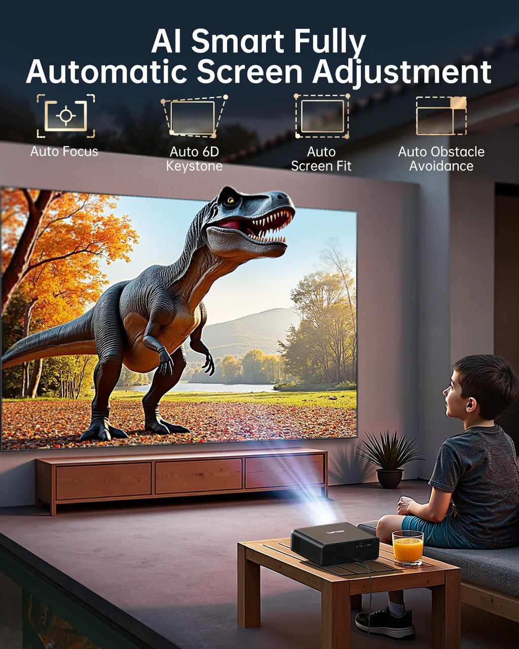 Netflix Licenses 4K Movie Projector 1500ANSI Auto Focus/Keystone WiFi 6 Native 1080p Smart Home Theater Widevine L1 Projectors