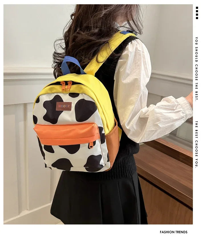 Cartoon Fashionable and Casual Women's Backpack Cute Cow Print Backpack Soft and Durable Fabric Backpack Suitable for Daily Use